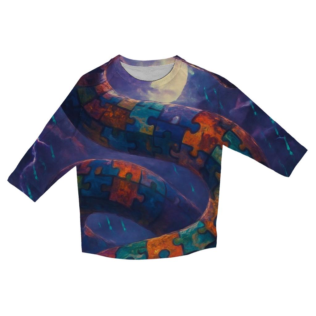 Puzzle Storm Serpent casual three quarter sleeve shirts