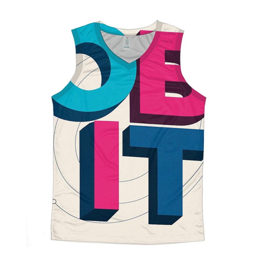 Prismatic Orbit Typography graphic print tank tops