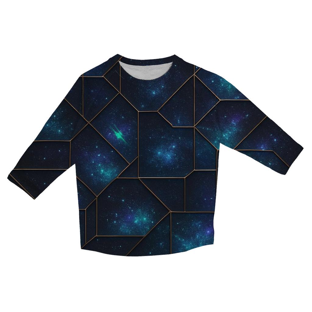 Charcoal Galaxy Grid printed three quarter sleeve shirts