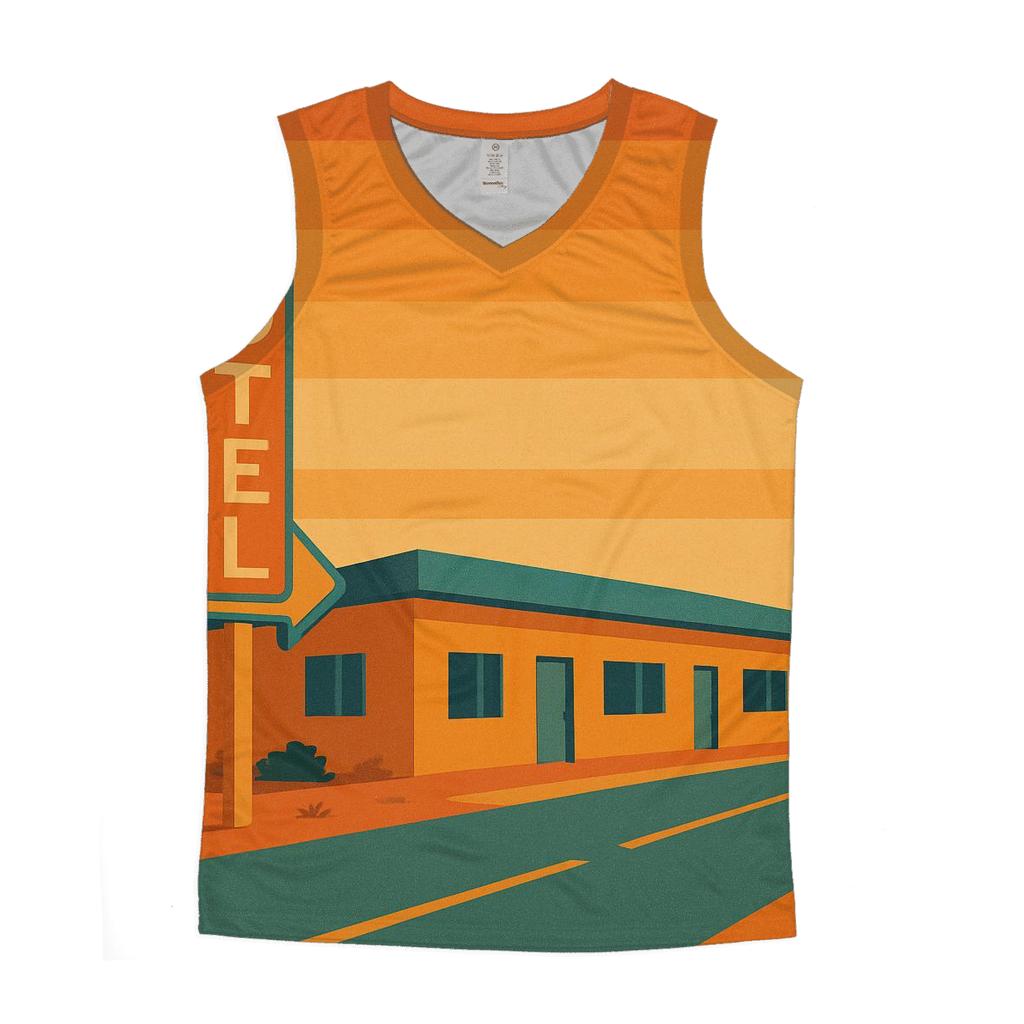 Sunset Motel Roadside Dream graphic print tank tops