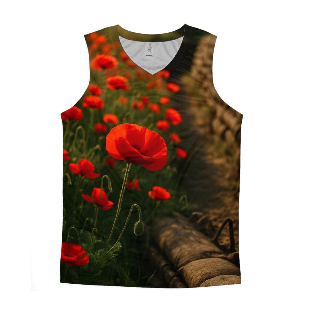 Wild Poppies Along The Old Trenches sports performance tank tops