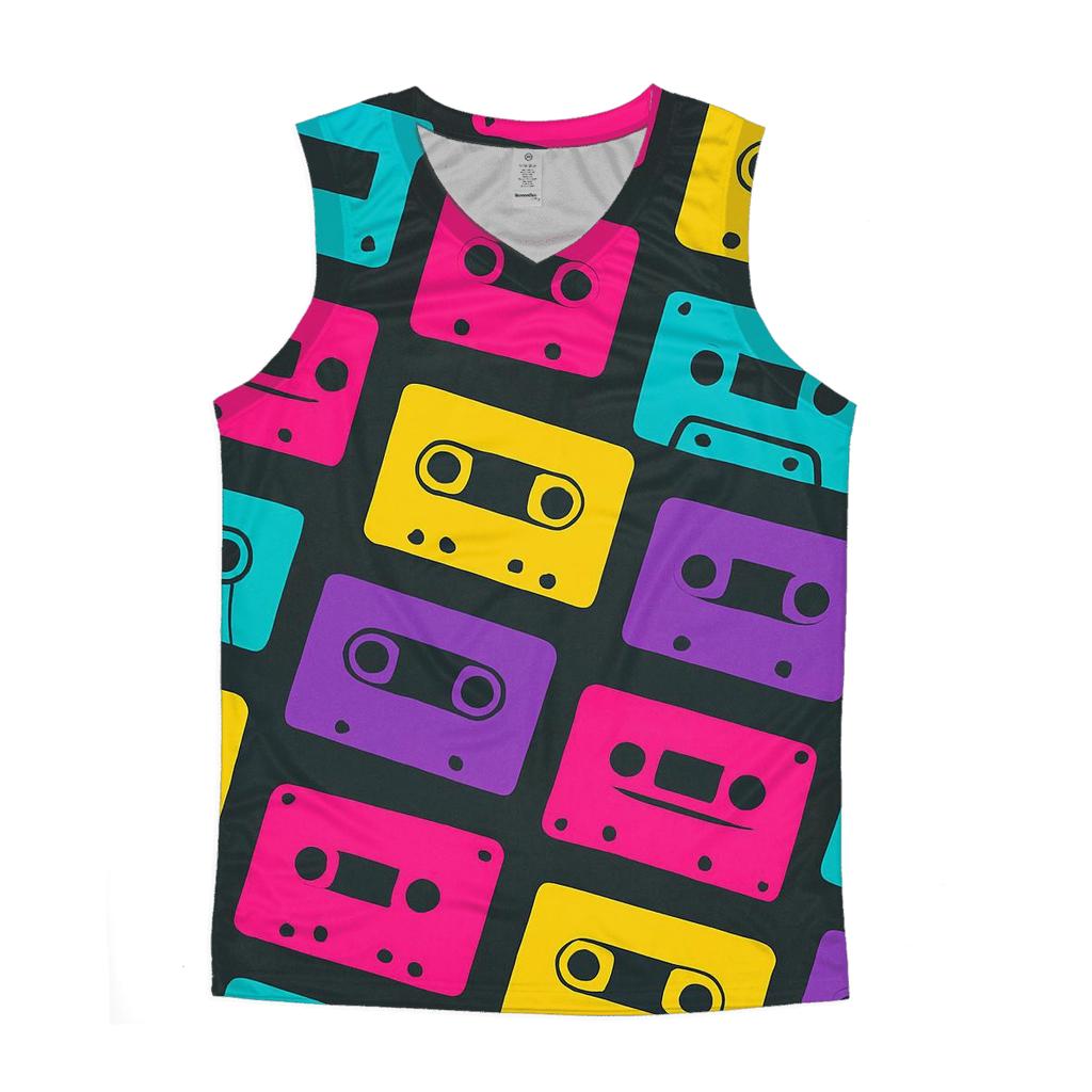 Cassette Neon Mosaic personalized athletic tanks