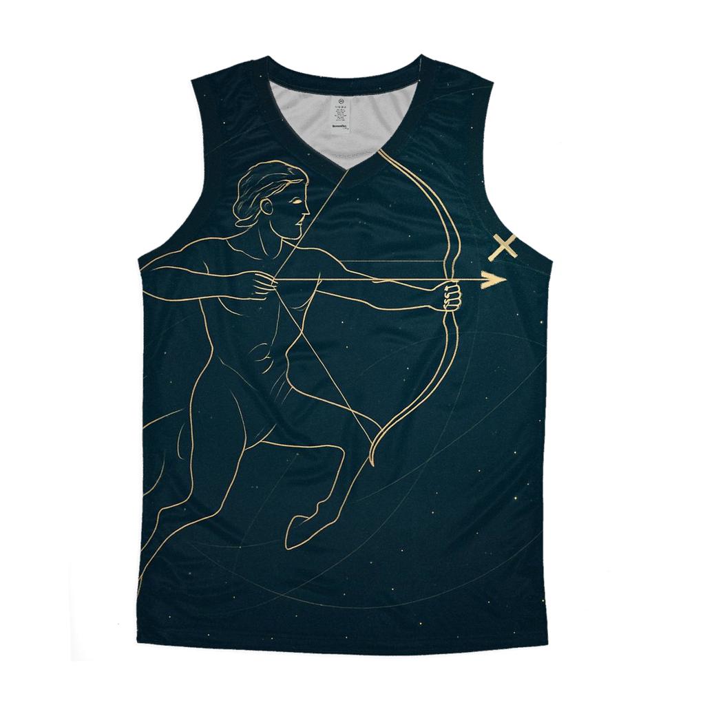 Sagittarius Celestial Archer Trajectory graphic print tank tops
