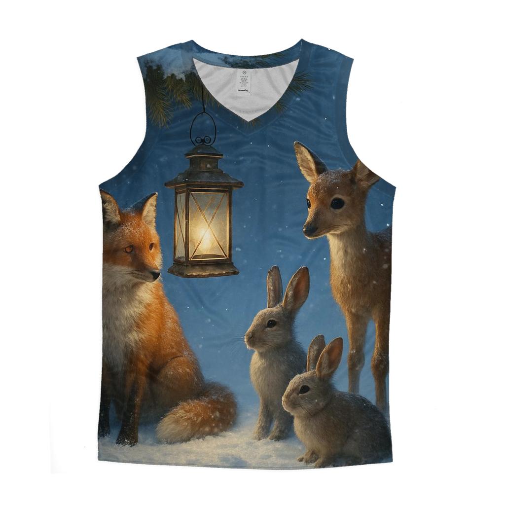 Woodland Animals Around The Christmas Lantern casual summer tank tops