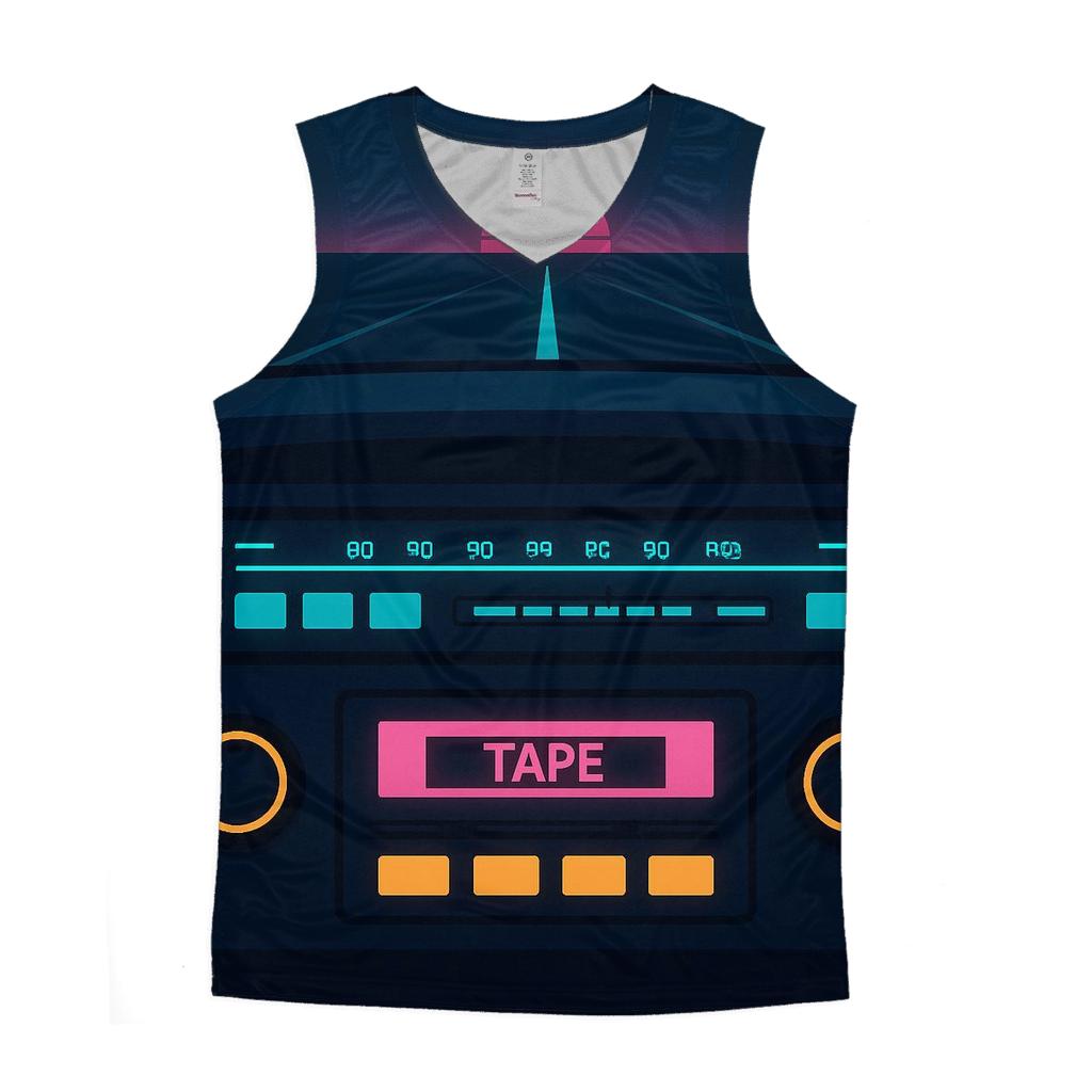 Neon Night Drive Radio graphic print tank tops