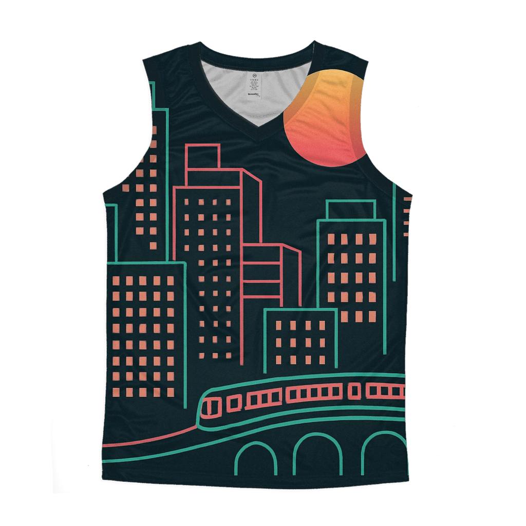 City Night Neon Skyline Groove custom tank tops