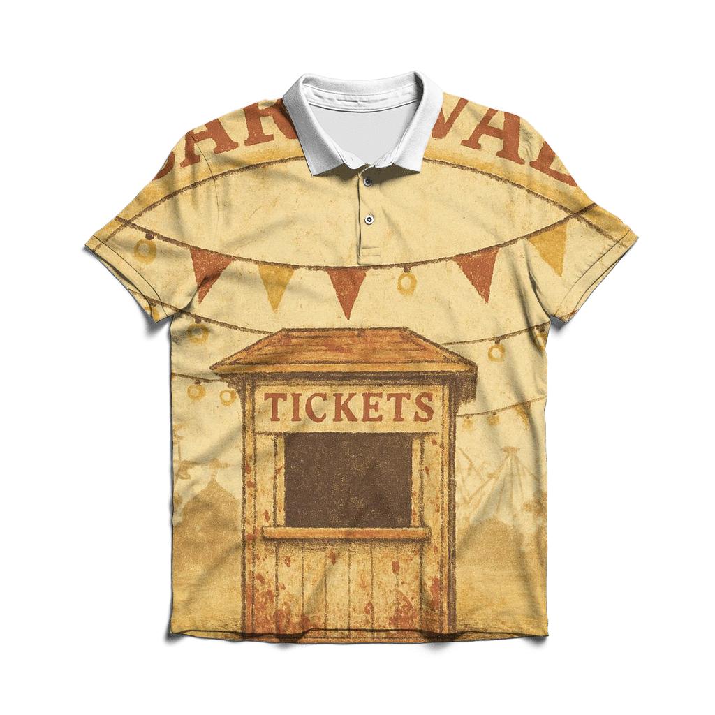 Retro Carnival Ticket Booth Poster casual sports polo shirts