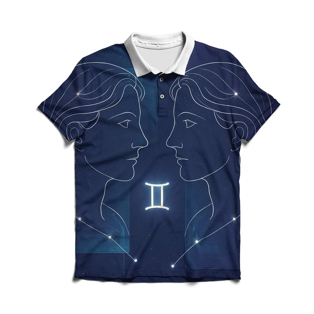 Gemini Twin Stars Mirror Portal stylish collar polo tees