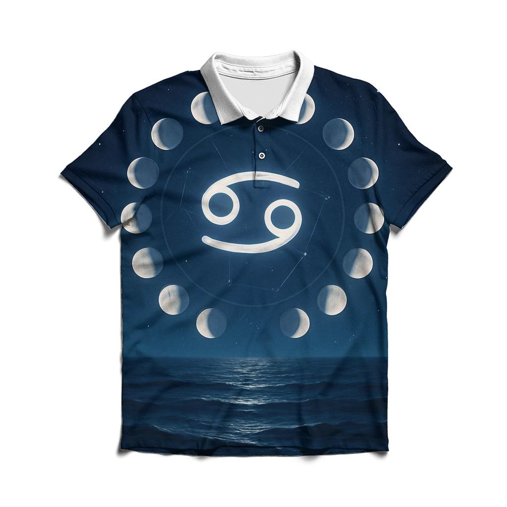 Cancer Lunar Tides Halo premium cotton polo shirts