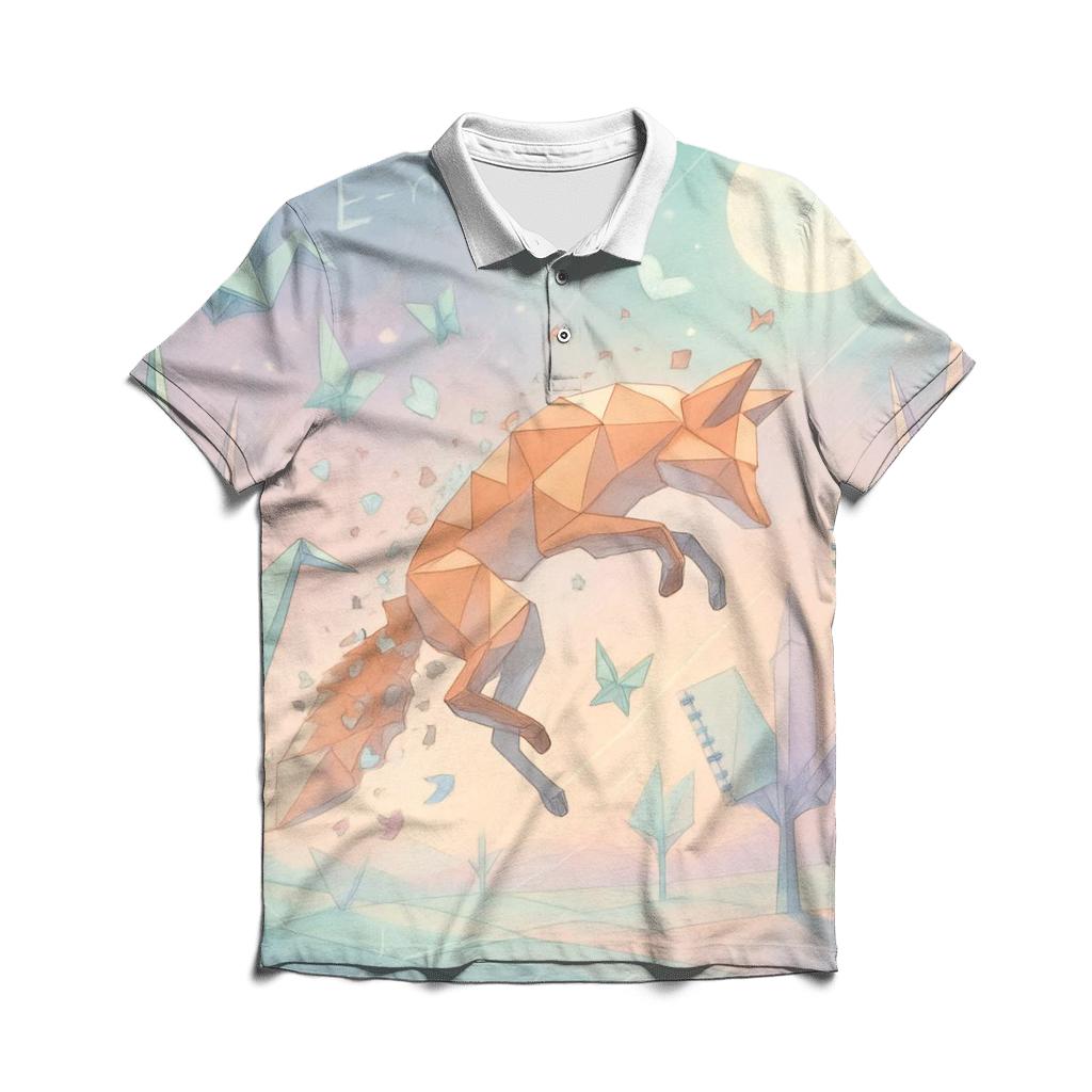 Quantum Origami Forest designer slim fit polos