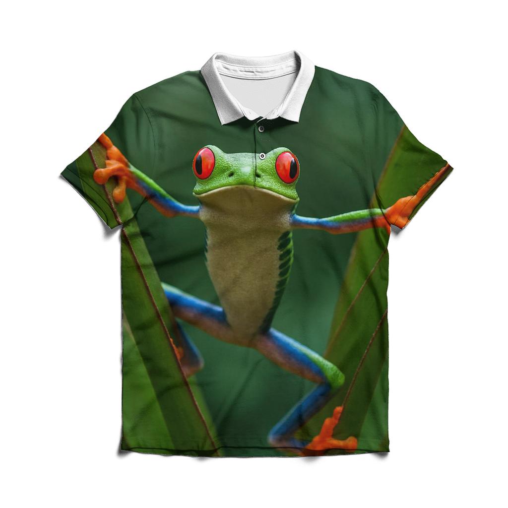 Rainforest Canopy Glide Red Eyed Tree Frog classic pique polos