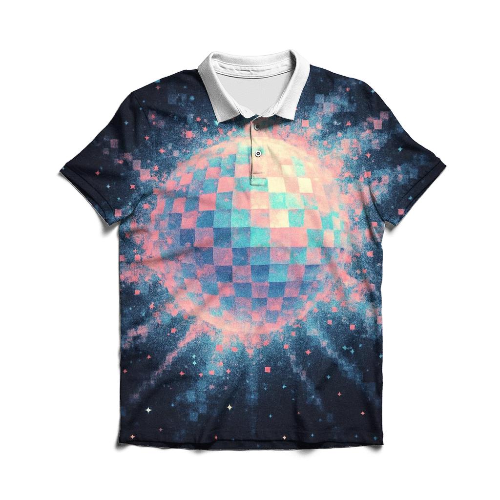 Pixel Disco Nebula branded logo polo shirts