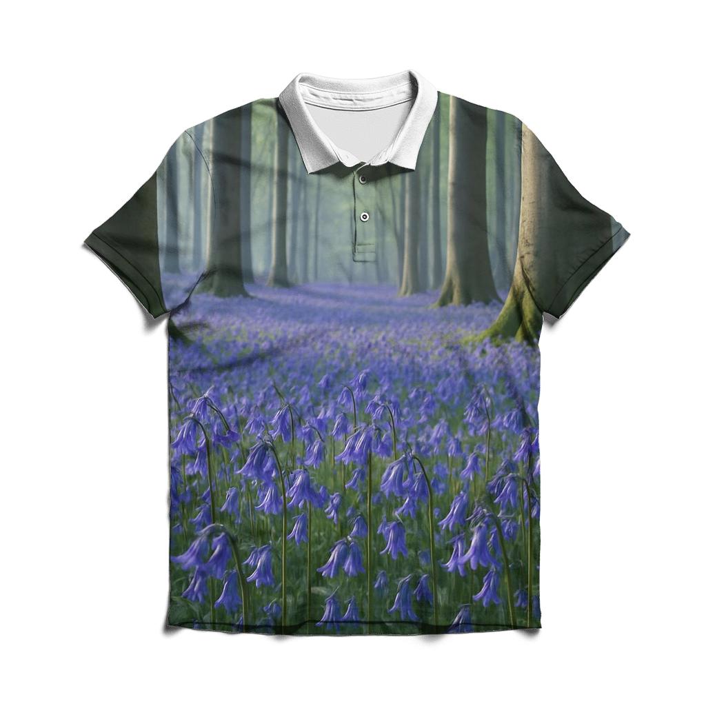 Bluebells In An Ancient Beechwood branded logo polo shirts