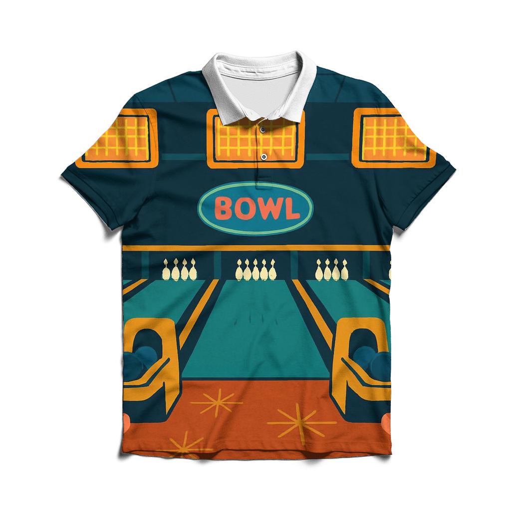 Retro Bowling Lane Nights classic pique polos