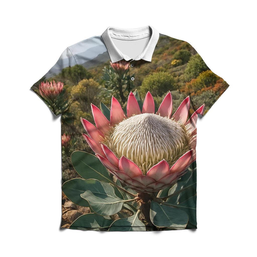 Proteas In A South African Fynbos Slope classic pique polos