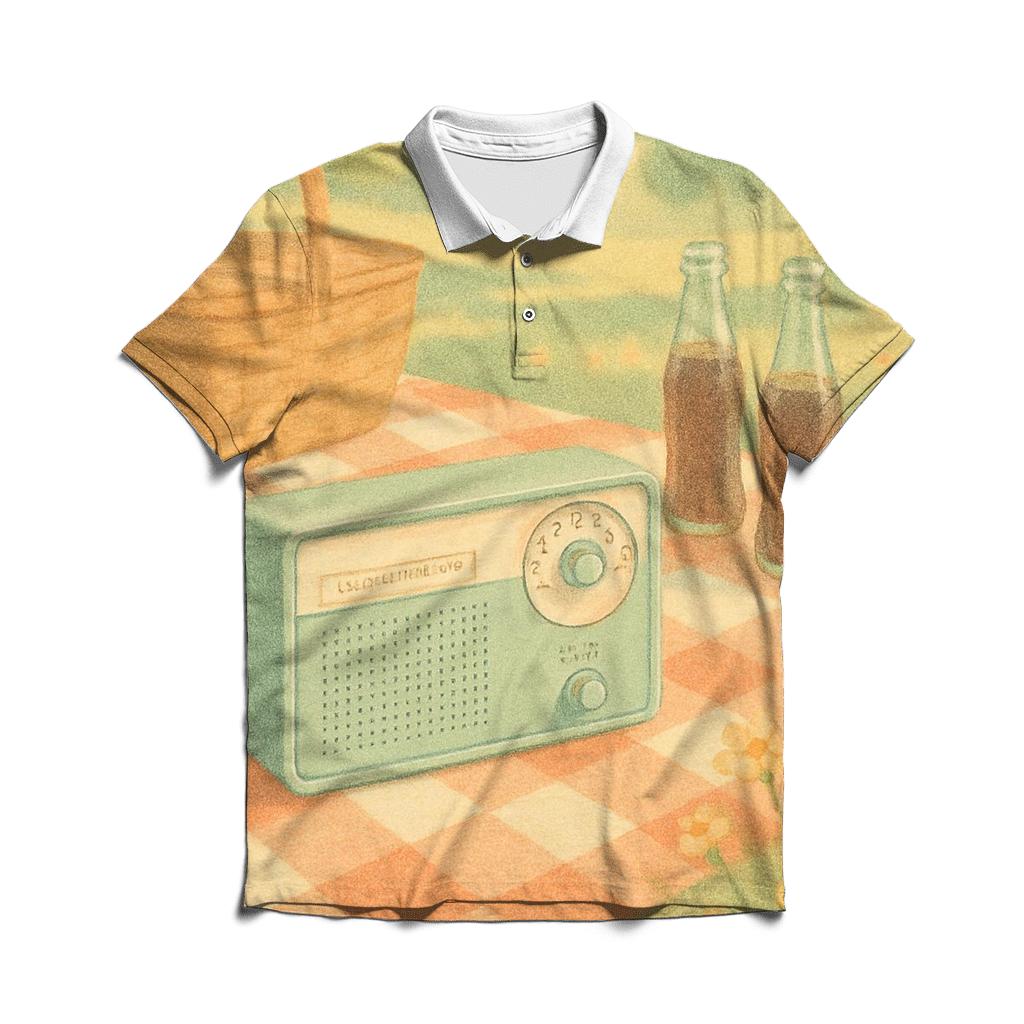 Retro Picnic Radio Afternoon custom polo shirts