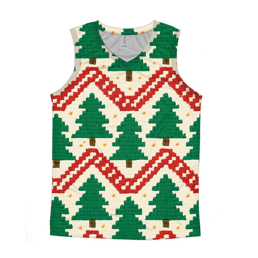 Candy Cane Zigzag Forest Design trendy fitted tank tops