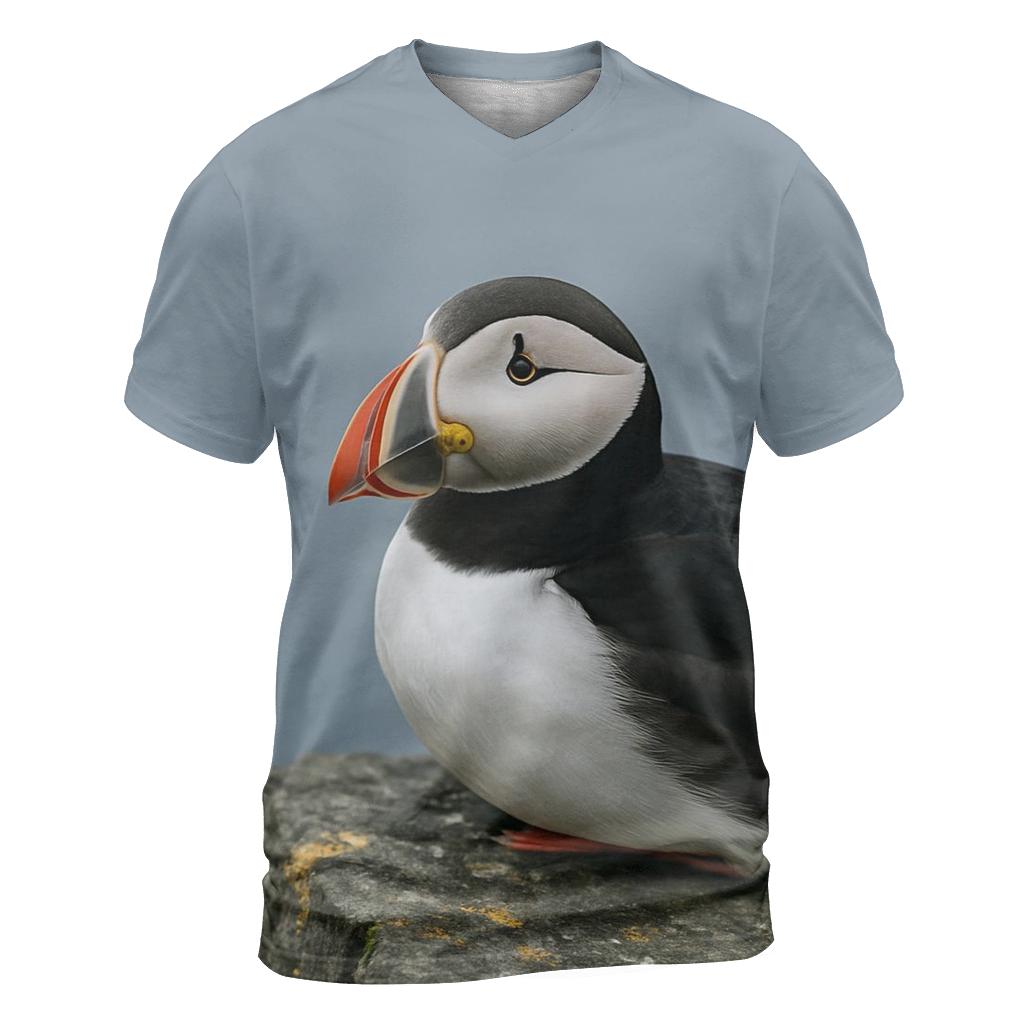 Fjord Mirror Gaze Atlantic Puffin creative print fashion shirts