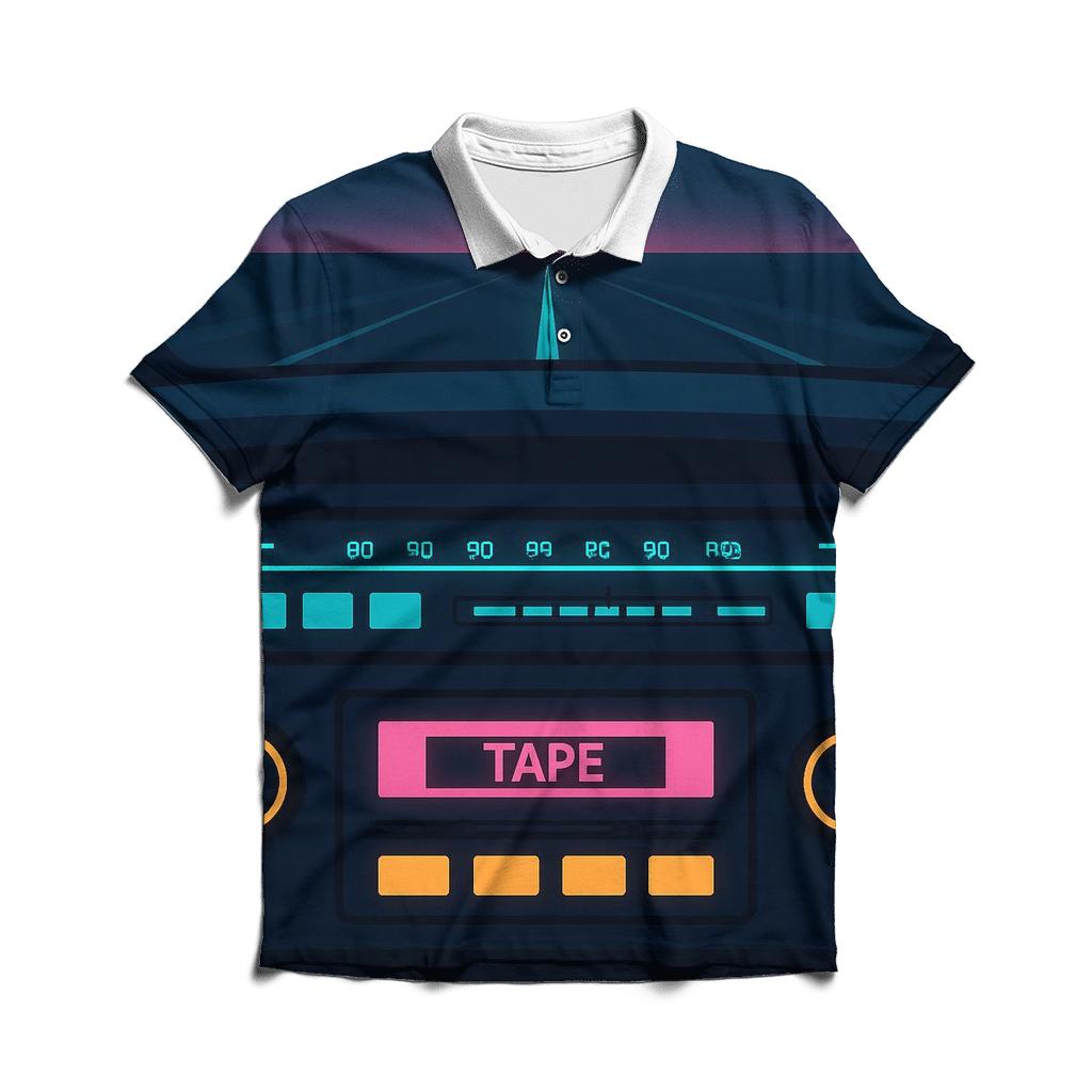Neon Night Drive Radio designer slim fit polos