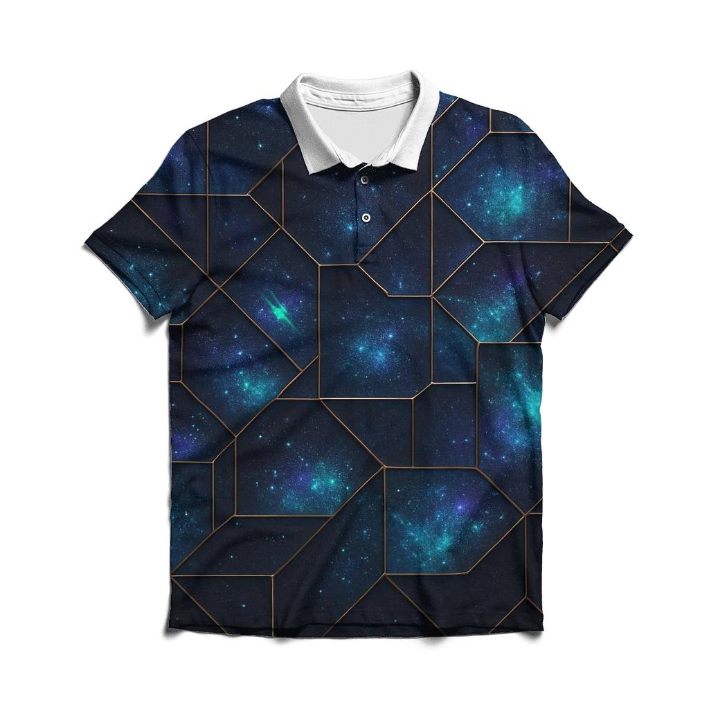 Charcoal Galaxy Grid casual sports polo shirts