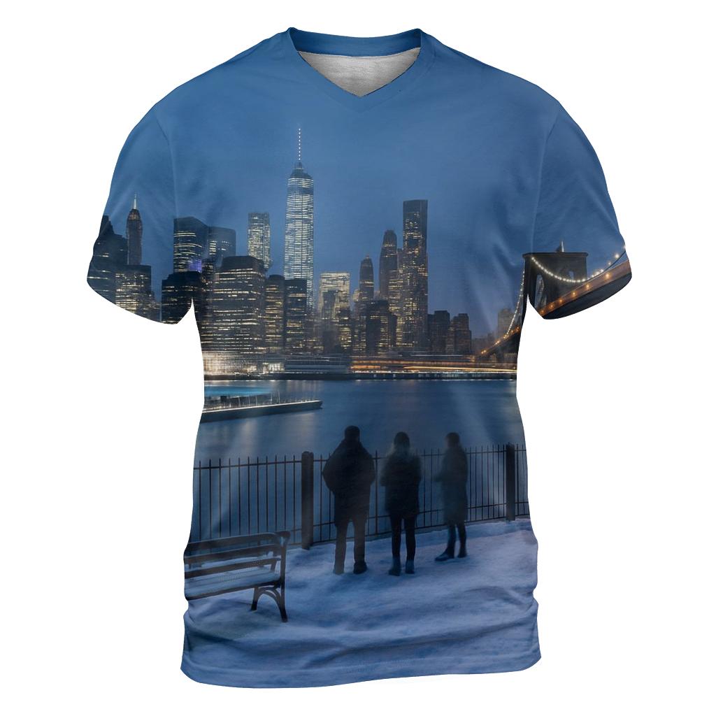 Winter Twilight From Brooklyn Heights Promenade designer pattern shirts