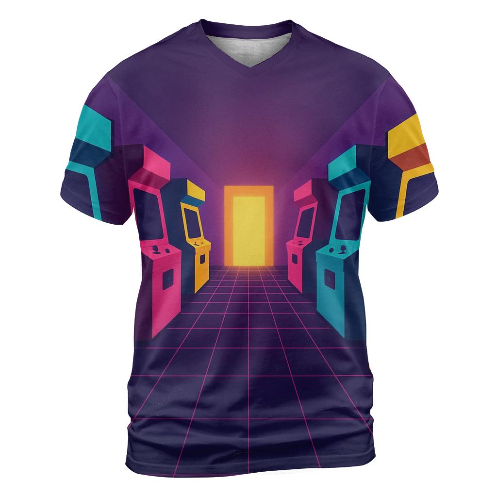 Vapor Arcade Corridor vibrant all-over design tees