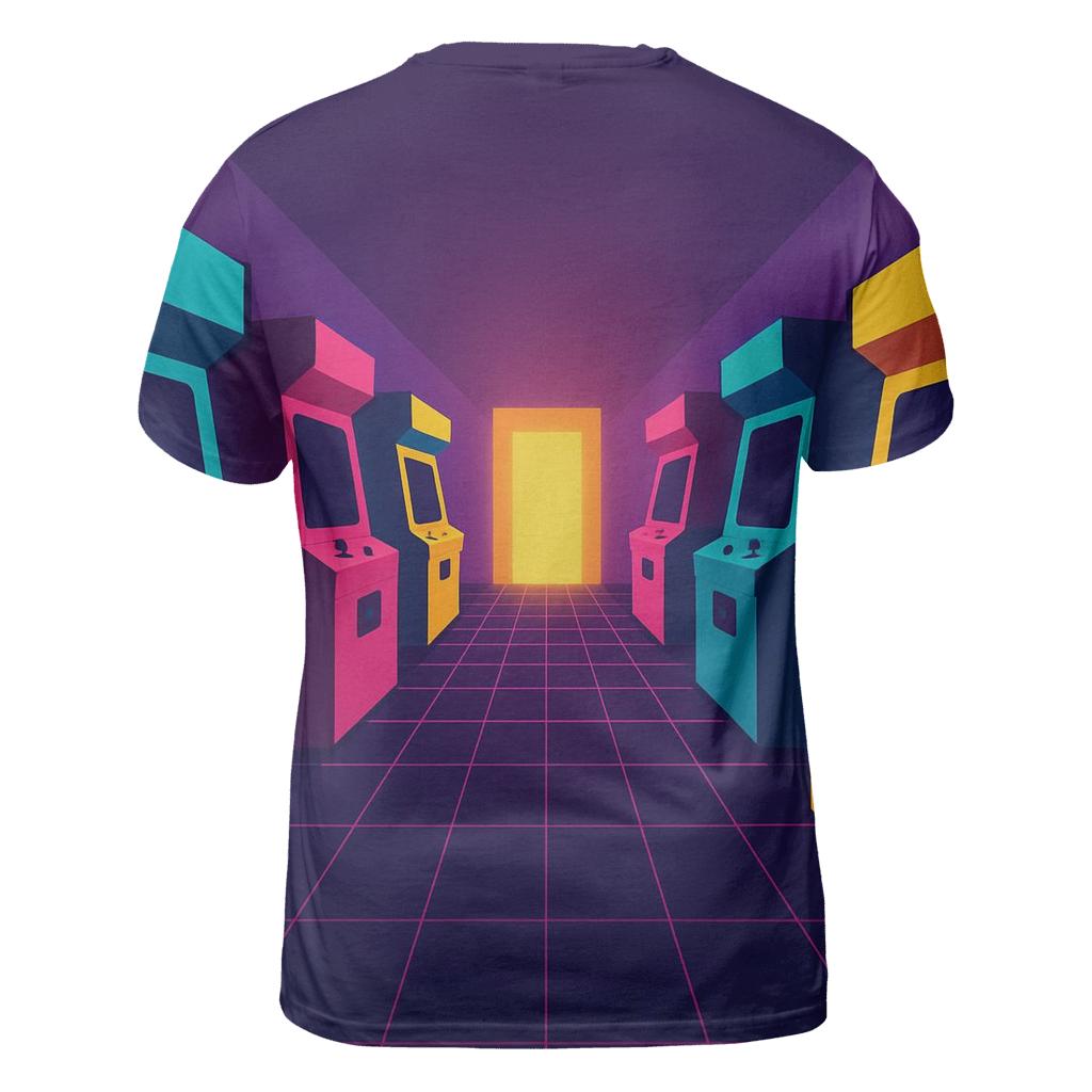 Vapor Arcade Corridor vibrant all-over design tees