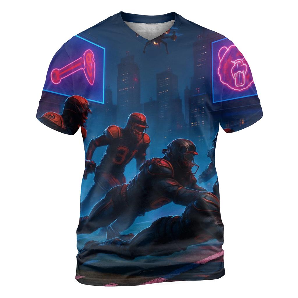 Urban Rooftop Rivalry Night vibrant all-over design tees