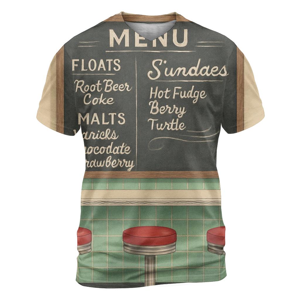 Retro Soda Fountain Menu Board custom all-over print shirts