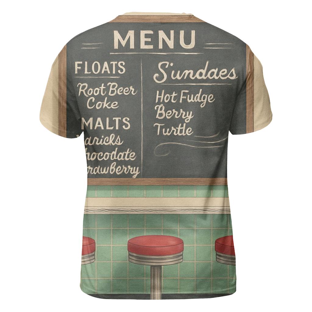 Retro Soda Fountain Menu Board custom all-over print shirts