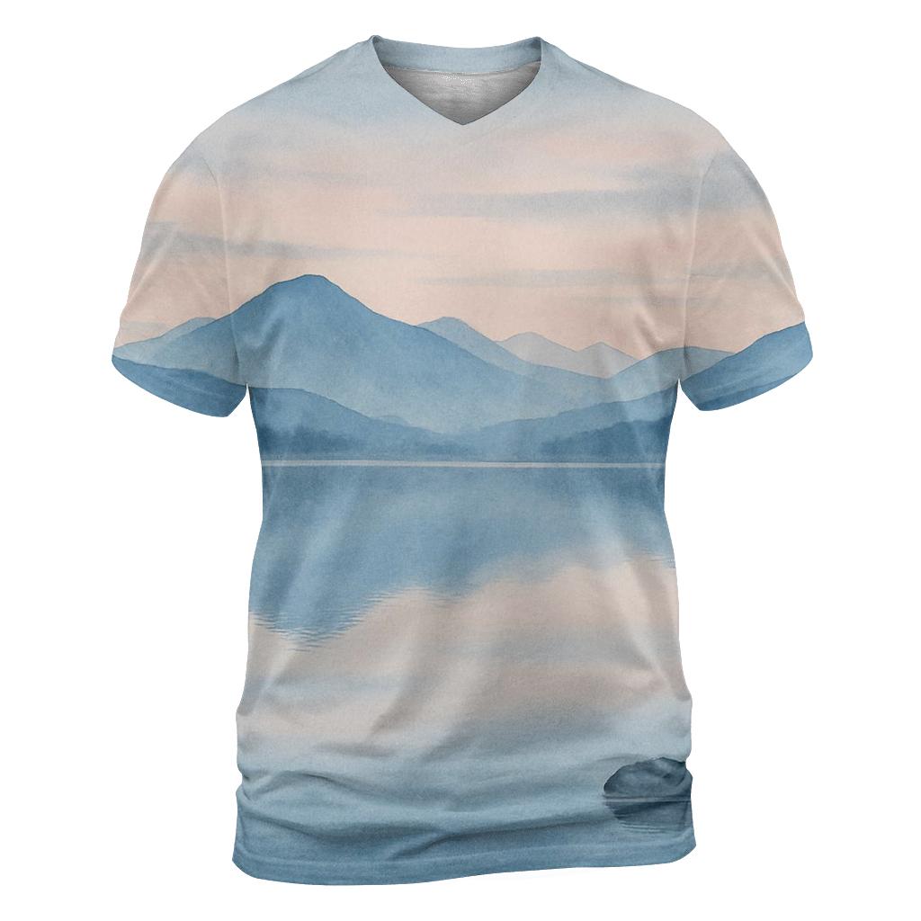 Mountain Mirror Stillness creative print fashion shirts