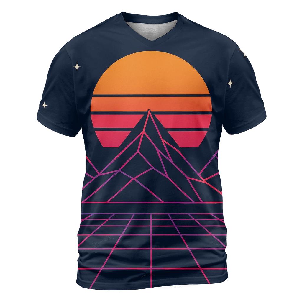 Retro Grid Mountainscape statement graphic shirts