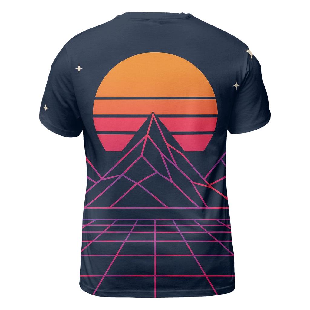 Retro Grid Mountainscape statement graphic shirts