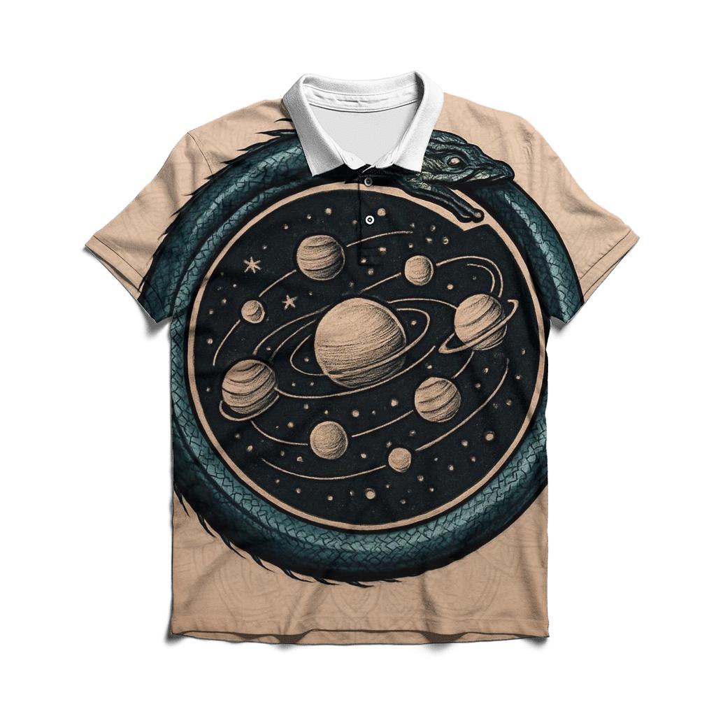 Celestial Circuit Ouroboros designer slim fit polos