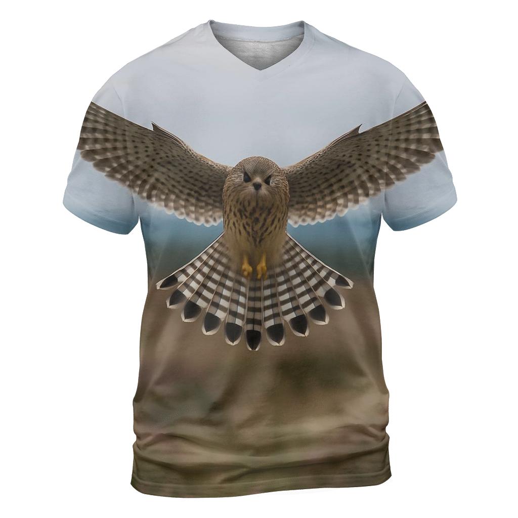 Heathland Hover Eurasian Kestrel designer pattern shirts
