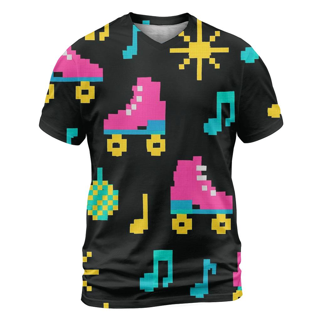 Pixel Roller Disco Icons personalized full print shirts