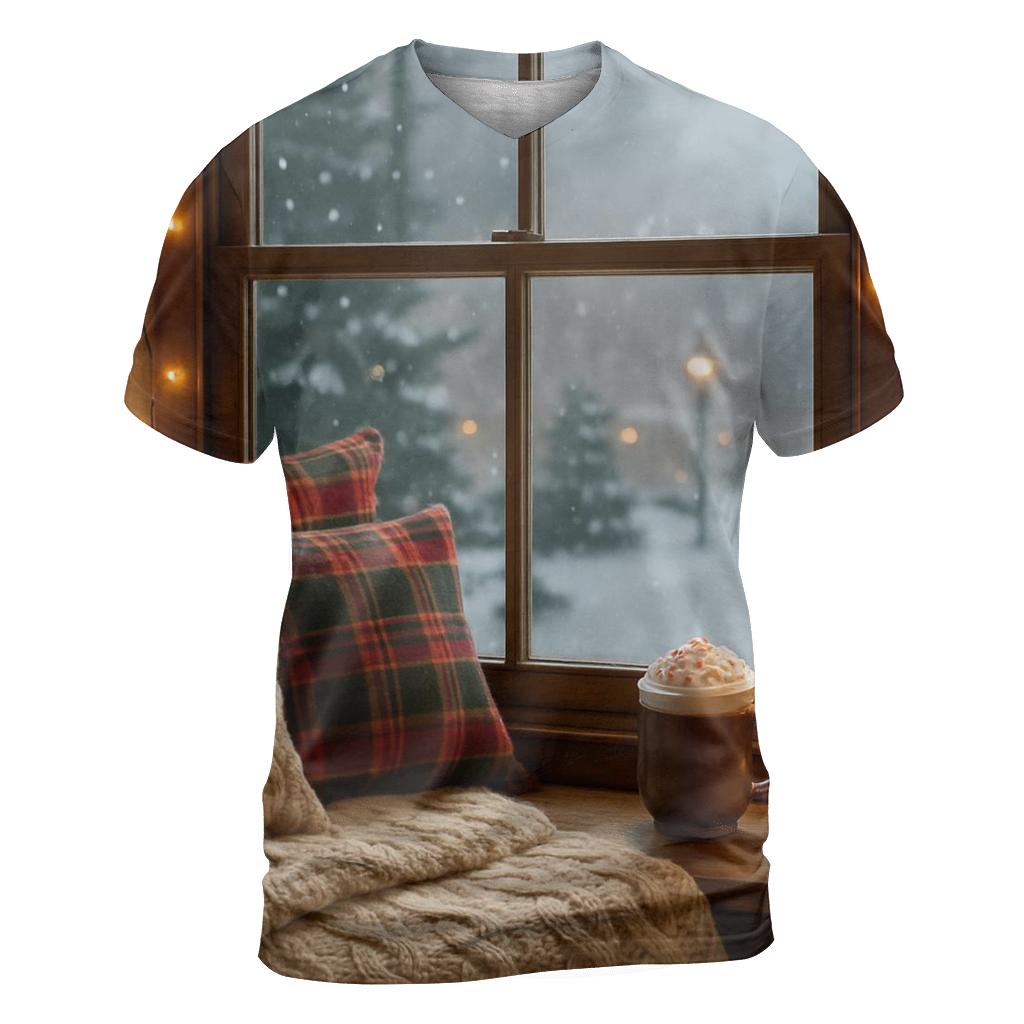Cozy Window Seat And First Snowfall custom all-over print shirts