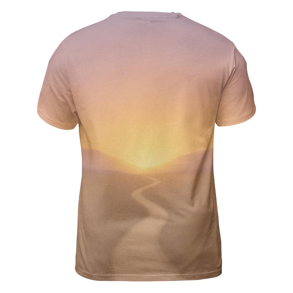 Golden Horizon Walk artistic all-over print tops