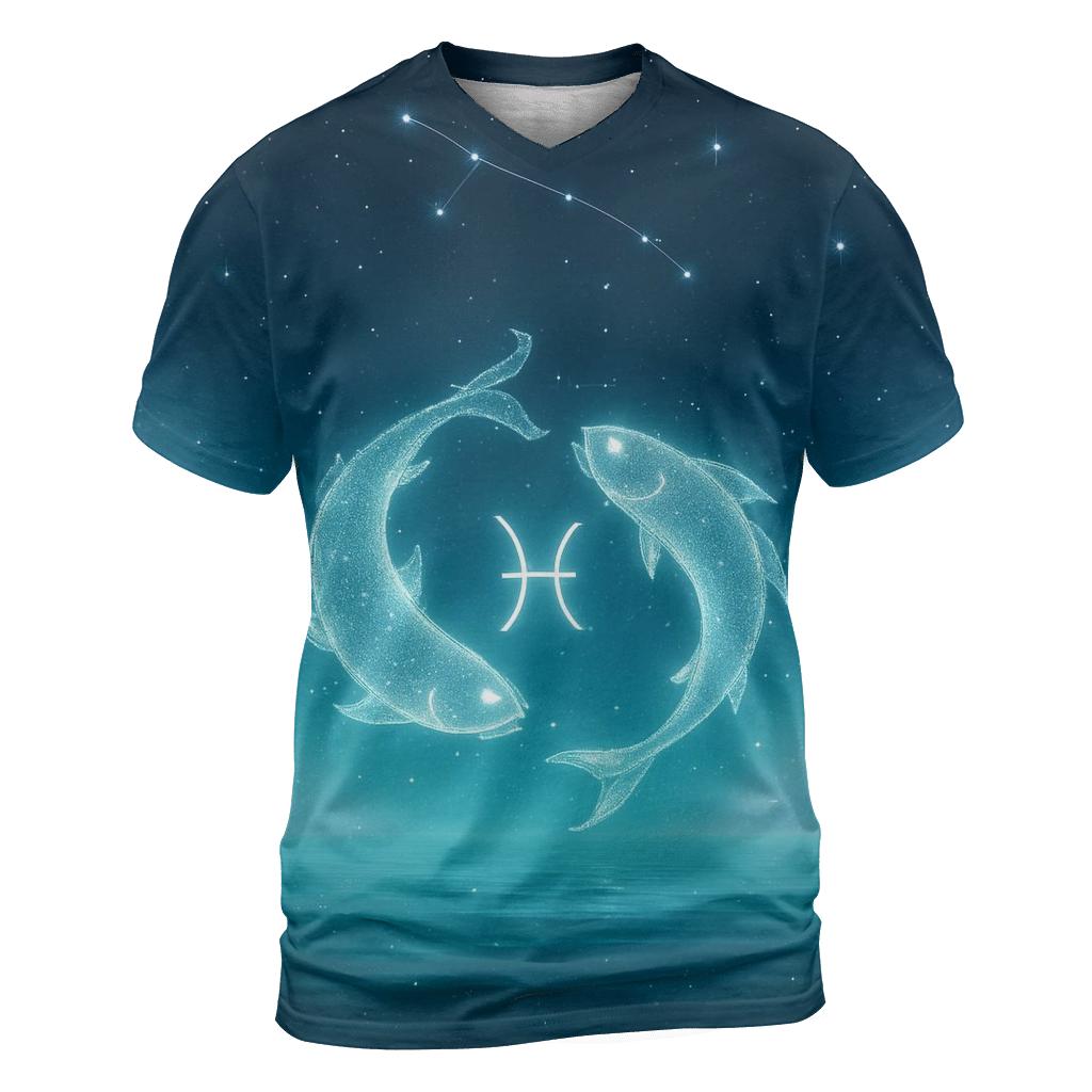 Pisces Dreamwave Zodiac Horizon artistic all-over print tops