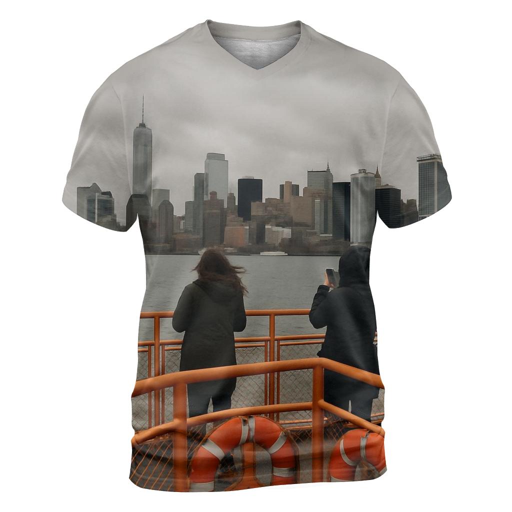 Overcast Noon From Staten Island Ferry Deck trendy printed shirt styles