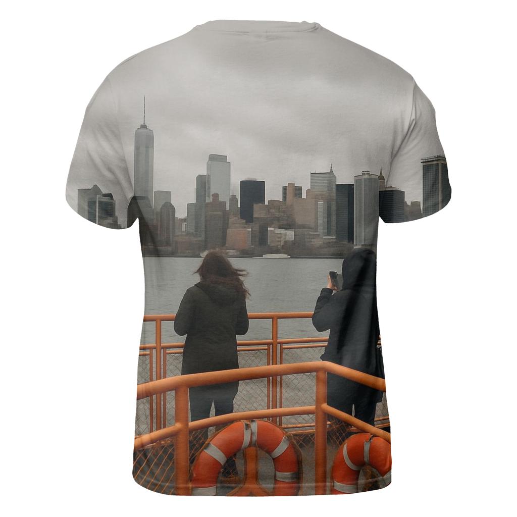 Overcast Noon From Staten Island Ferry Deck trendy printed shirt styles