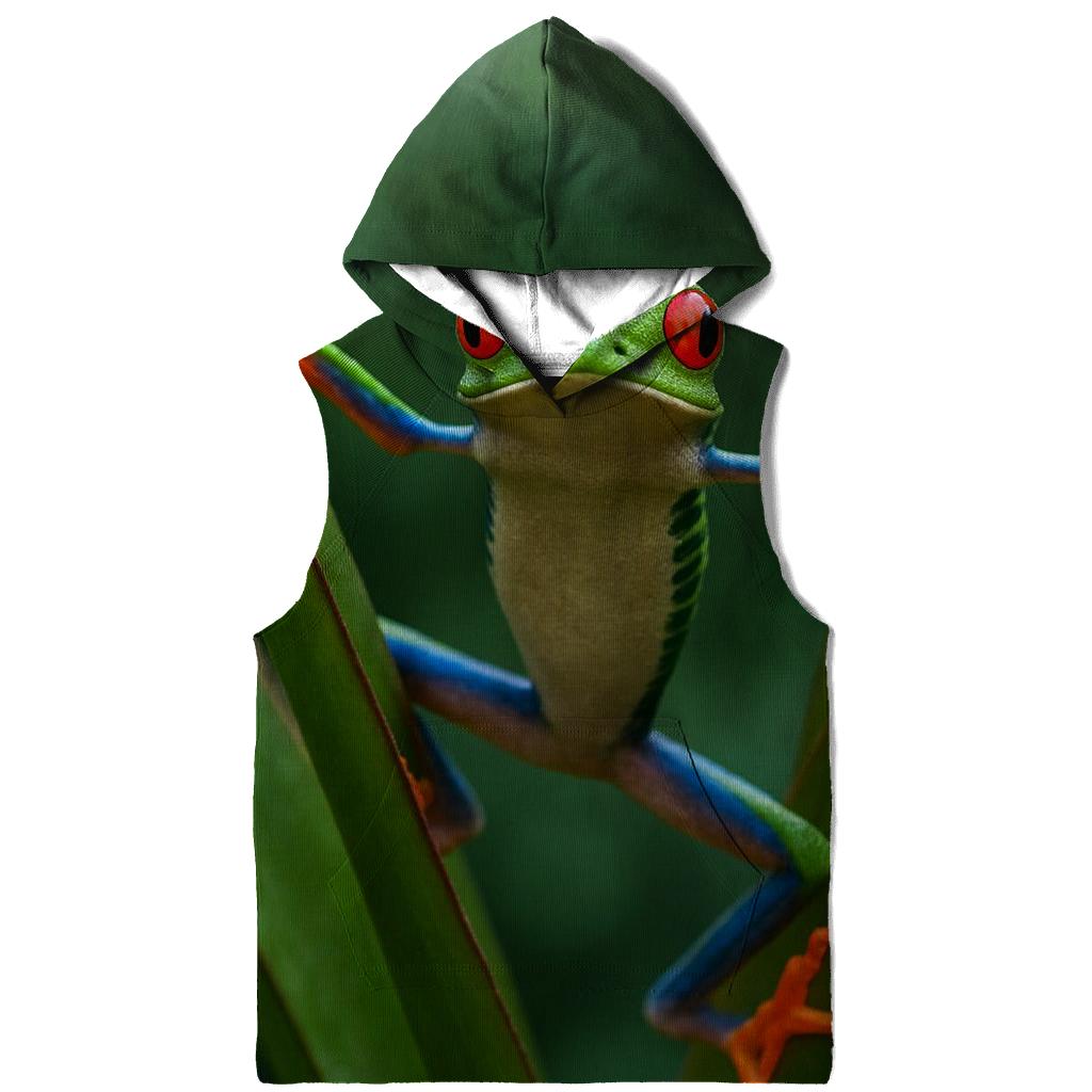 Rainforest Canopy Glide Red Eyed Tree Frog embroidered hoodies