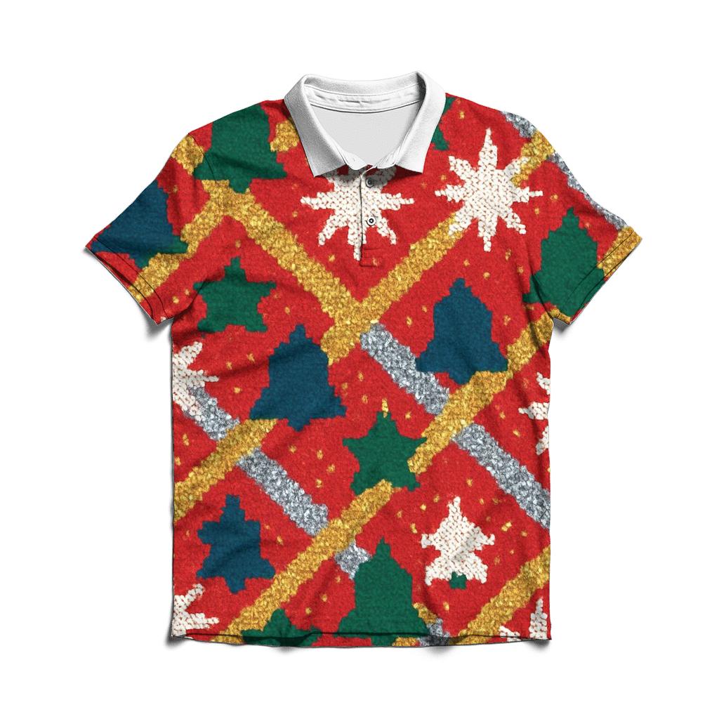 Tangled Tinsel Starburst Design designer slim fit polos