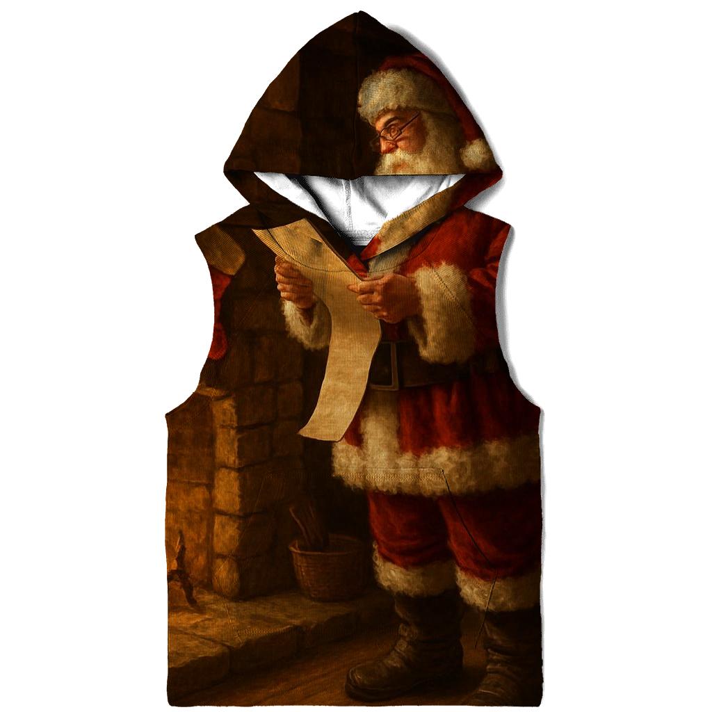 Santa By The Hearth Checking His List pullover hoodies