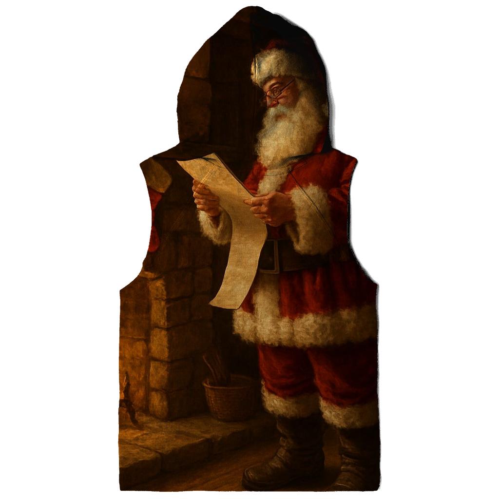 Santa By The Hearth Checking His List pullover hoodies
