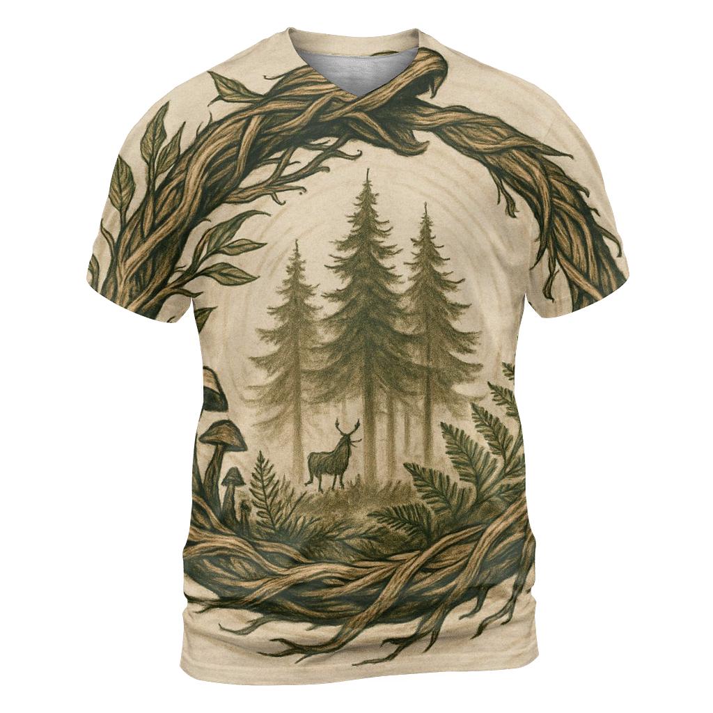 Forest Spirit Ouroboros creative print fashion shirts