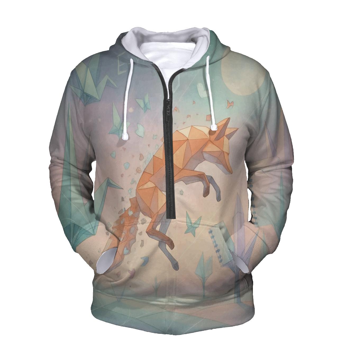 Quantum Origami Forest heavyweight hoodies