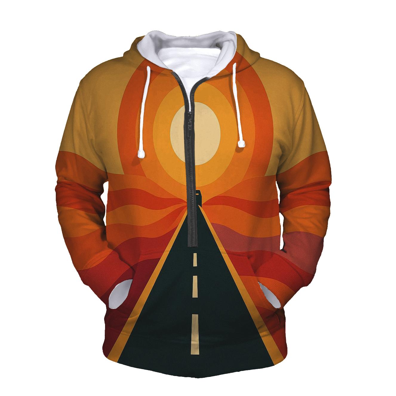 Psychedelic Desert Highway Mirage embroidered hoodies