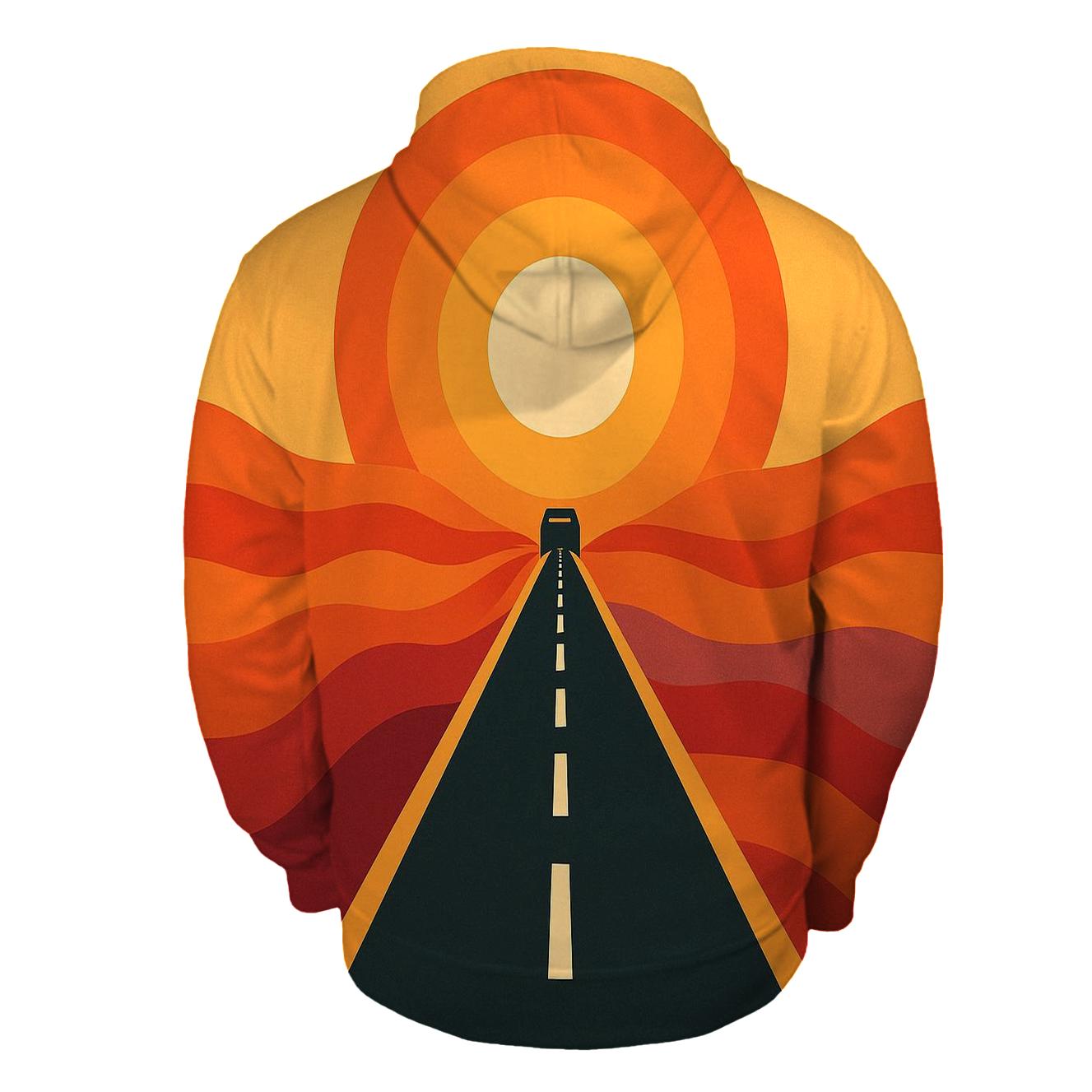 Psychedelic Desert Highway Mirage embroidered hoodies