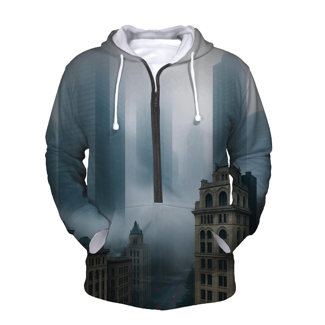 Fog Rolling Over The Financial District printed hoodies